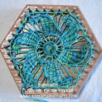 Hexagon Loom Weaving- Teneriffe Lace Starburst Motif on the 6 inch hexagon loom