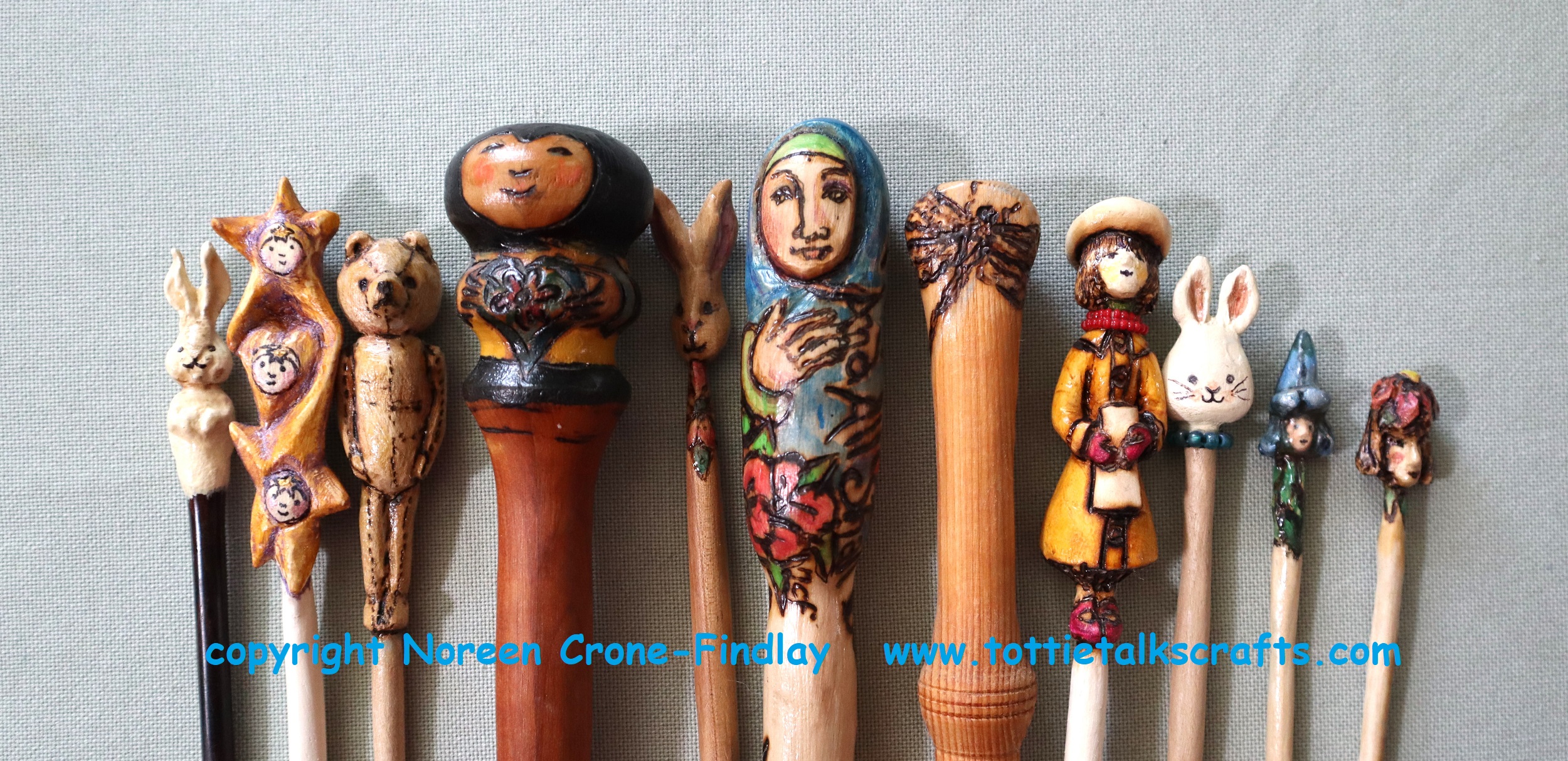 One of a Kind Hand Carved Crochet Hooks for Sale